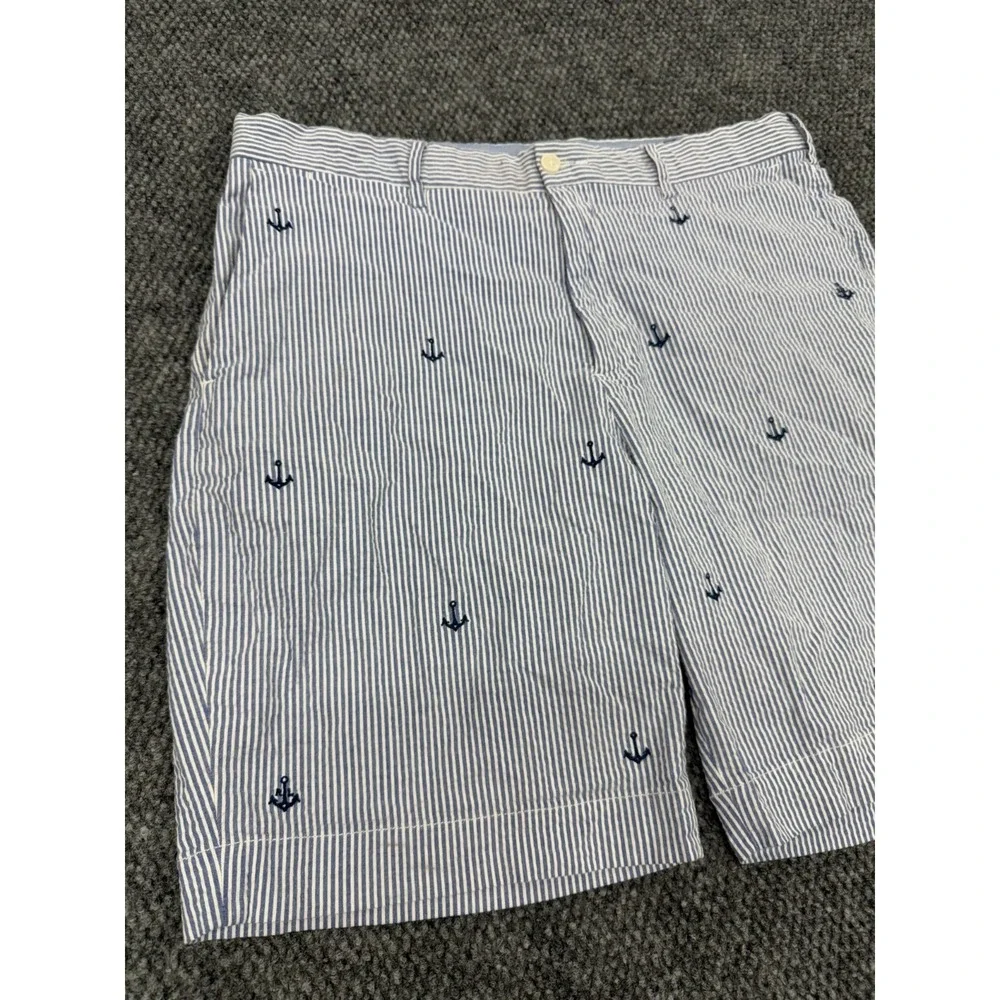 Polo Ralph Lauren Chino Shorts Men's 34 Blue White Striped Anchor Classic Fit 9" - Picture 3 of 8
